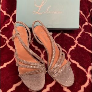 L Lorraine Jenelle Special Ocassion Shoe Silver Rhinestone Size 10m